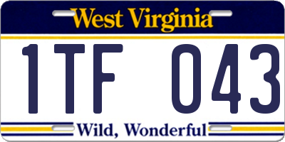 WV license plate 1TF043