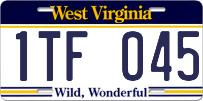 WV license plate 1TF045