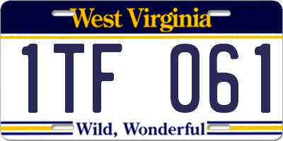 WV license plate 1TF061