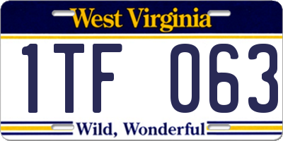 WV license plate 1TF063