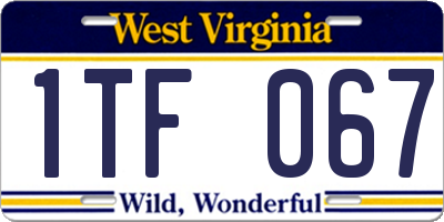 WV license plate 1TF067