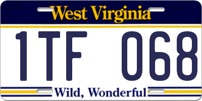 WV license plate 1TF068