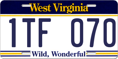 WV license plate 1TF070