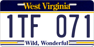 WV license plate 1TF071