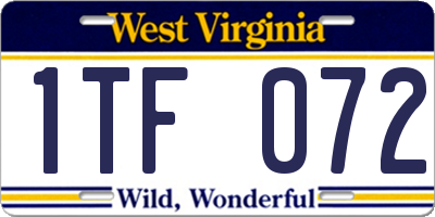 WV license plate 1TF072