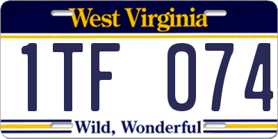WV license plate 1TF074