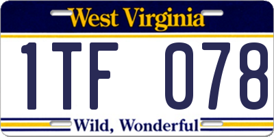 WV license plate 1TF078