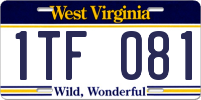 WV license plate 1TF081