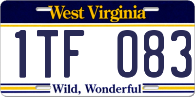 WV license plate 1TF083
