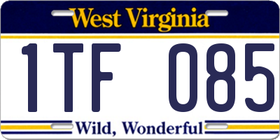 WV license plate 1TF085