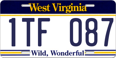 WV license plate 1TF087