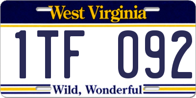 WV license plate 1TF092