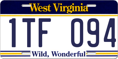 WV license plate 1TF094