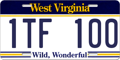 WV license plate 1TF100