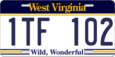 WV license plate 1TF102