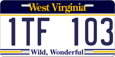 WV license plate 1TF103