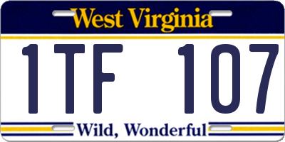 WV license plate 1TF107