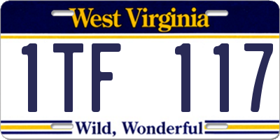 WV license plate 1TF117
