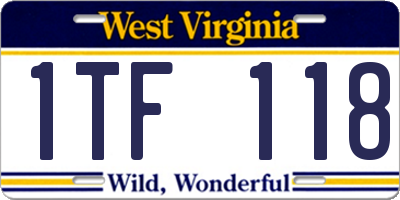 WV license plate 1TF118