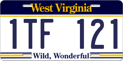 WV license plate 1TF121