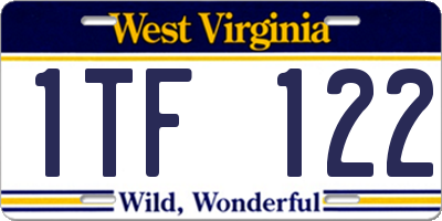 WV license plate 1TF122