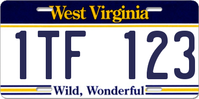 WV license plate 1TF123