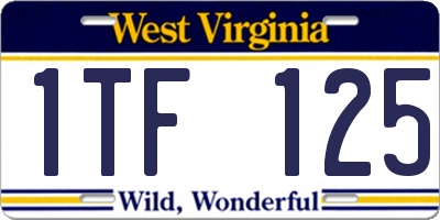 WV license plate 1TF125