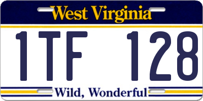WV license plate 1TF128