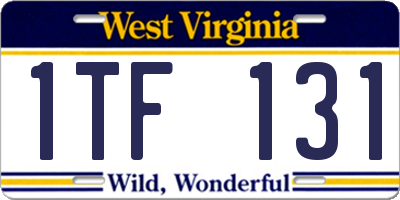 WV license plate 1TF131