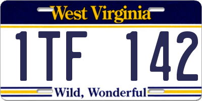 WV license plate 1TF142