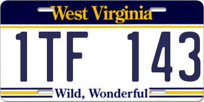 WV license plate 1TF143