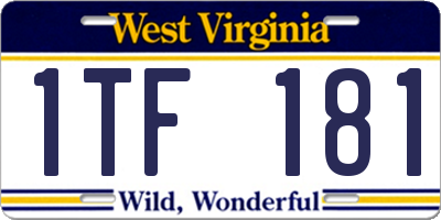 WV license plate 1TF181