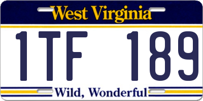 WV license plate 1TF189