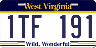 WV license plate 1TF191