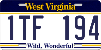 WV license plate 1TF194
