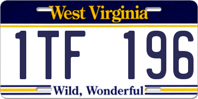 WV license plate 1TF196