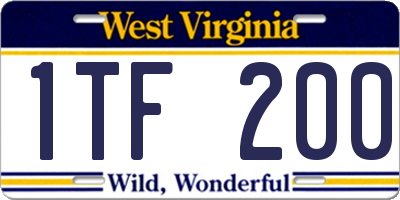 WV license plate 1TF200