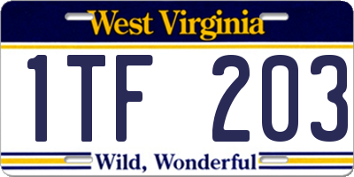 WV license plate 1TF203