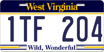 WV license plate 1TF204