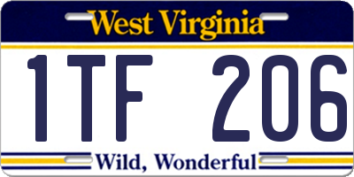 WV license plate 1TF206