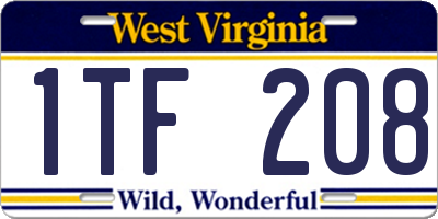 WV license plate 1TF208