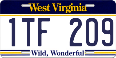 WV license plate 1TF209