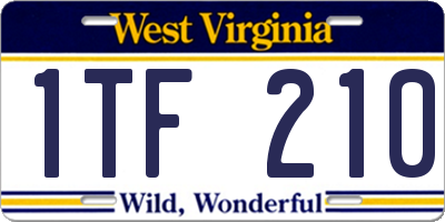 WV license plate 1TF210