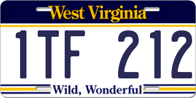 WV license plate 1TF212