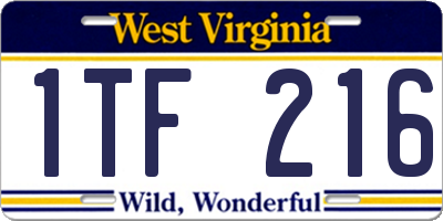 WV license plate 1TF216