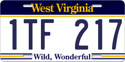 WV license plate 1TF217