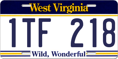 WV license plate 1TF218