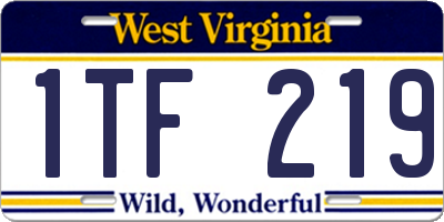 WV license plate 1TF219