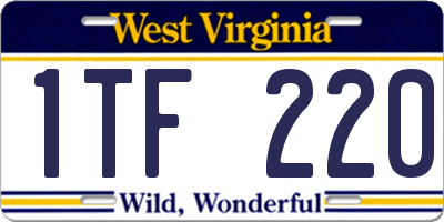 WV license plate 1TF220