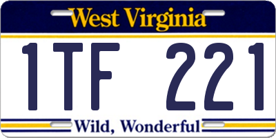 WV license plate 1TF221
